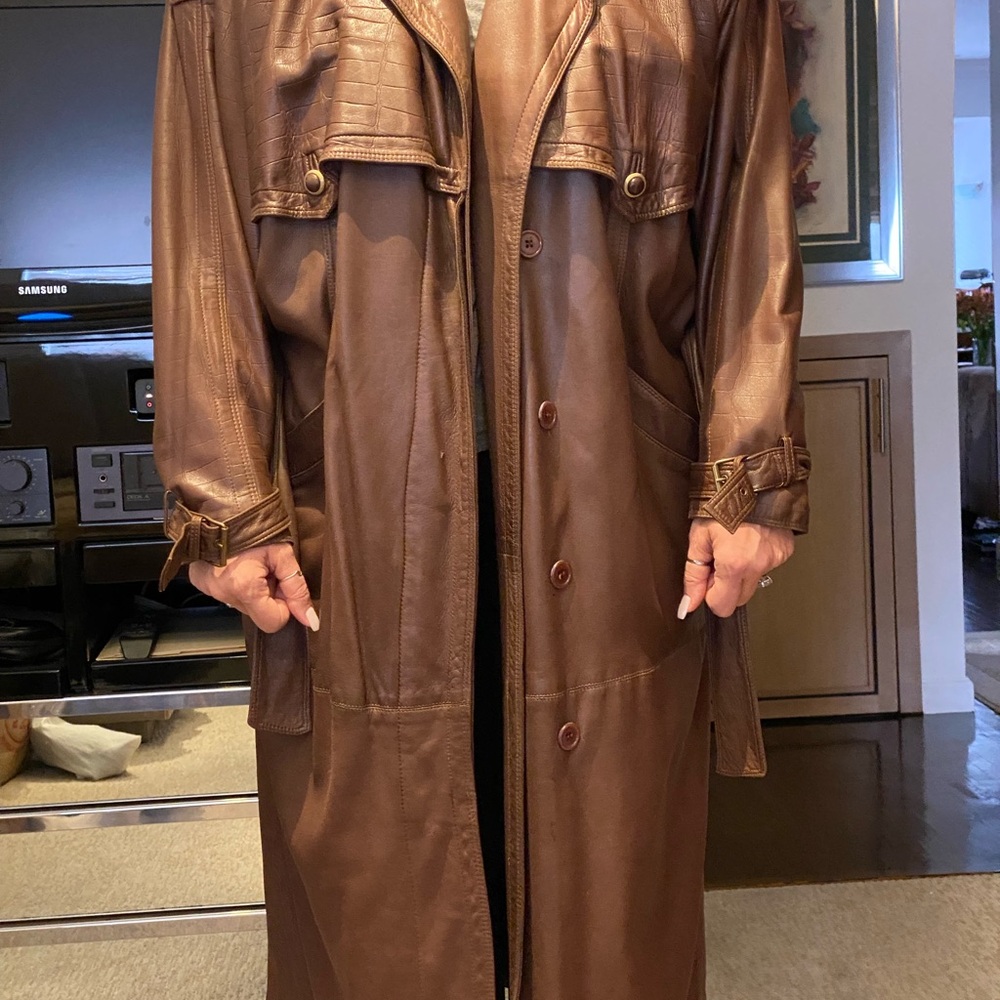 Brown Leather Women's Coat